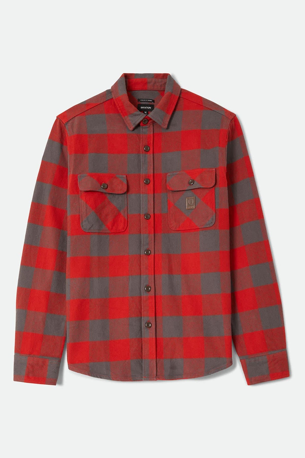 Men's Bowery Heavyweight Flannel in the color Washed Red/Grey - Front Product Laydown Image