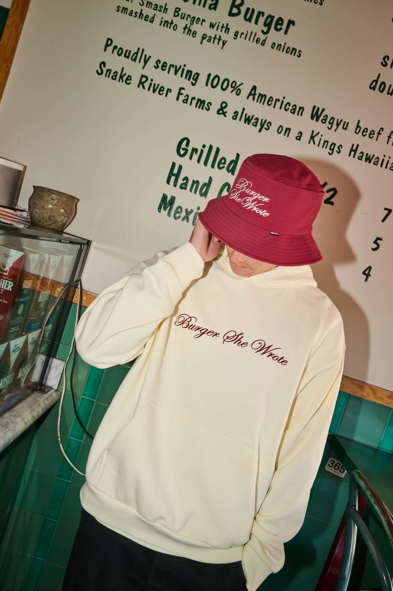 Unisex Burger She Wrote Bucket Hat in the color Burgundy - Men's Lifestyle 2.0