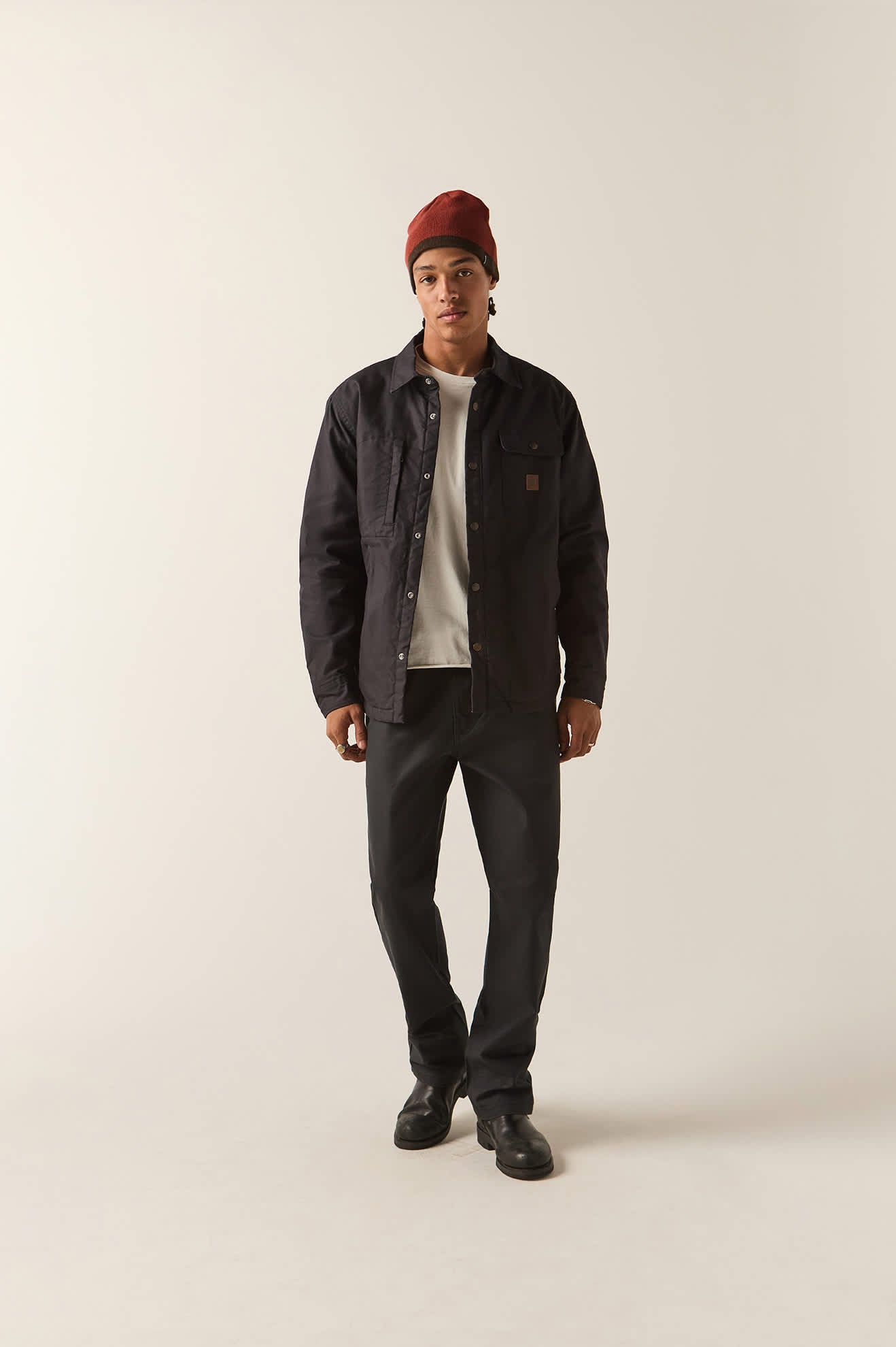 Men's Builders Stretch Lined Jacket in the color Black - Men's Front View