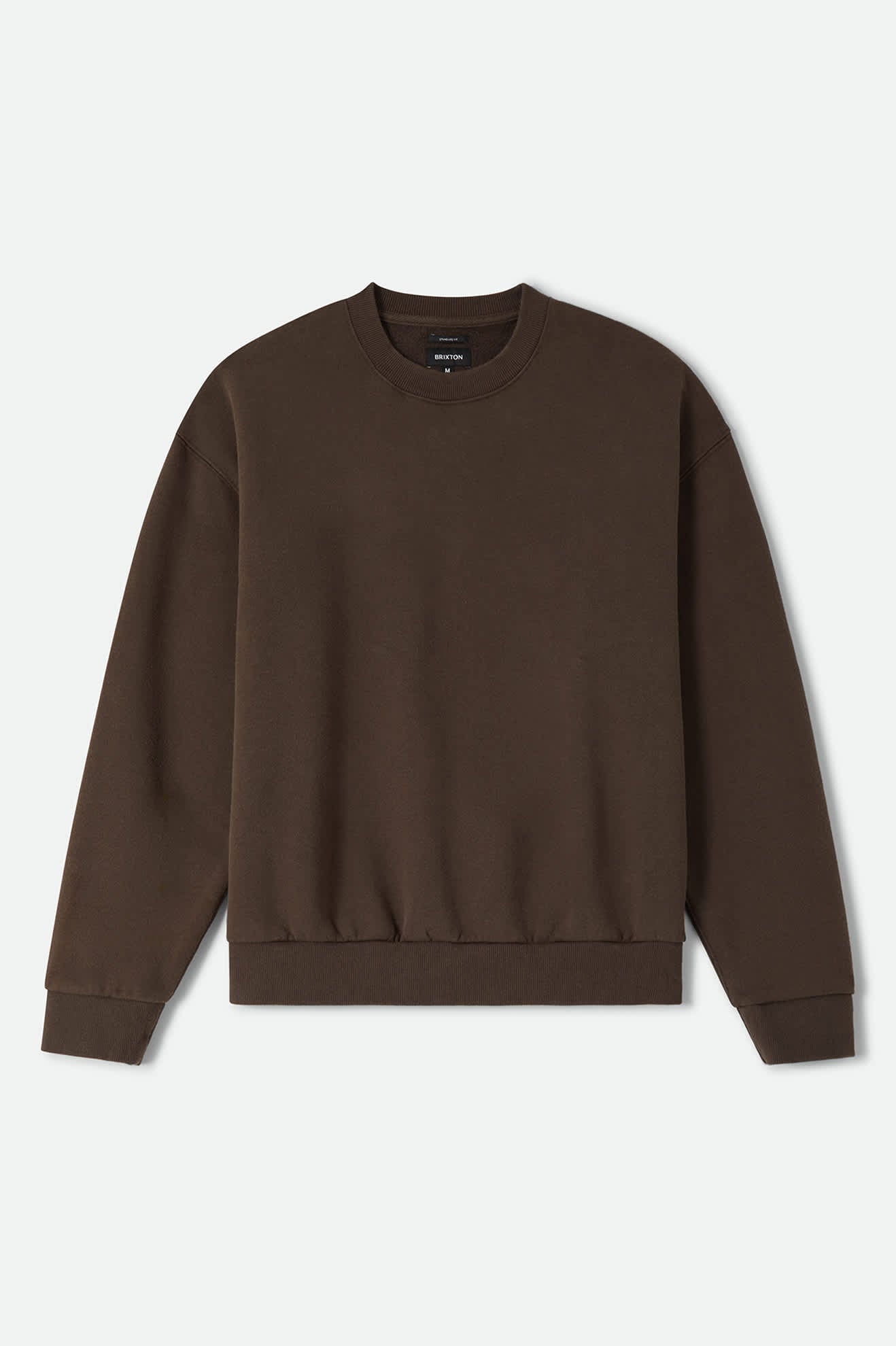 Men's Brixton Baseline Crew Fleece in the color Walnut Brown Vintage Wash - Front Product Laydown Image