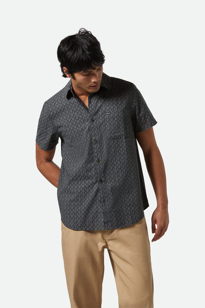 Men's Charter Print S/S Shirt in the color Washed Black/Paisley - Men's Front View