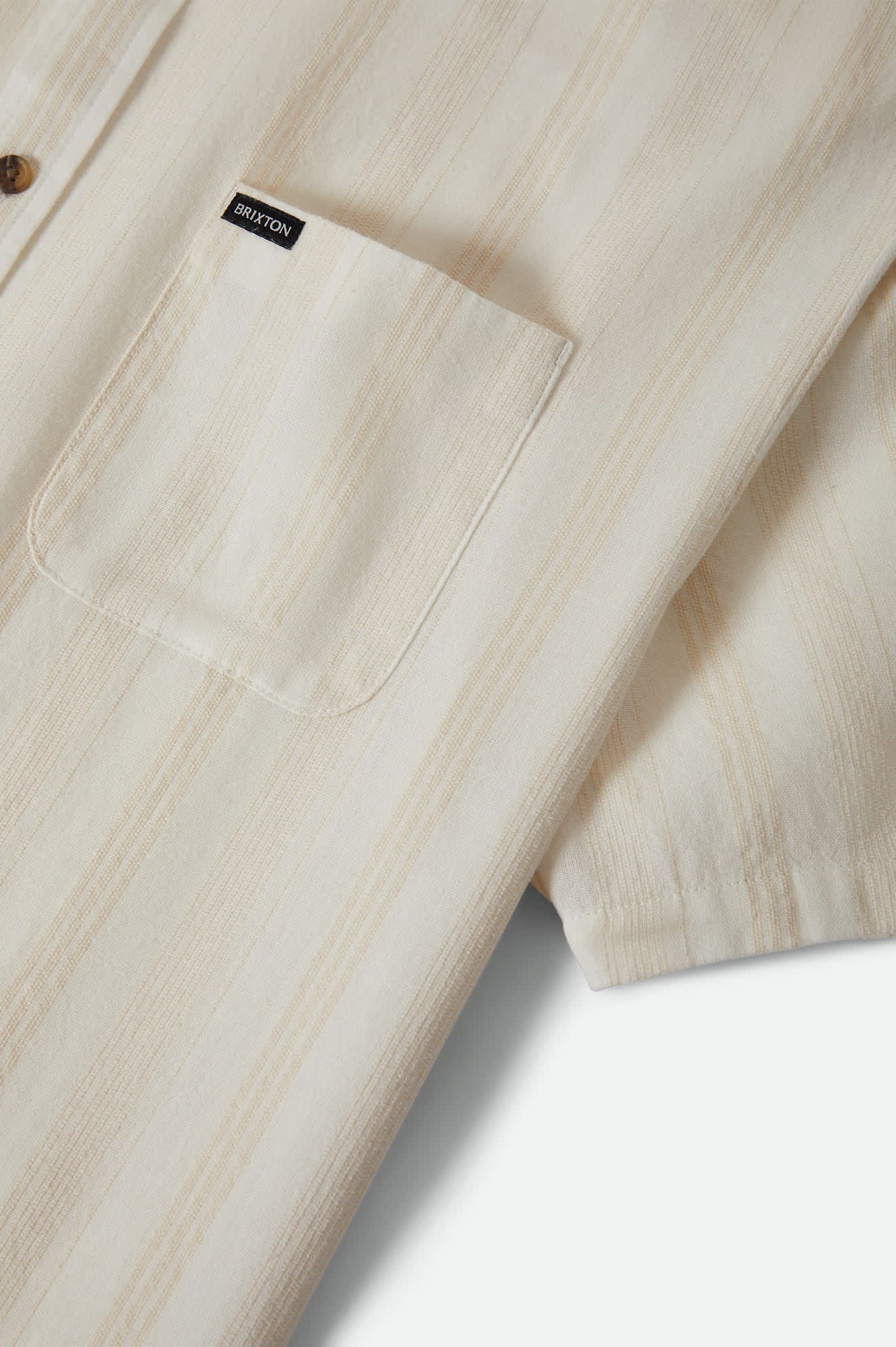 Men's Charter Stripped Dobby Short Sleeve Shirt in the color Off White - Additional Laydown image