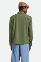 Men's Hasting Lightweight Ultra Soft Flannel in the color Wild Green - Men's Back View