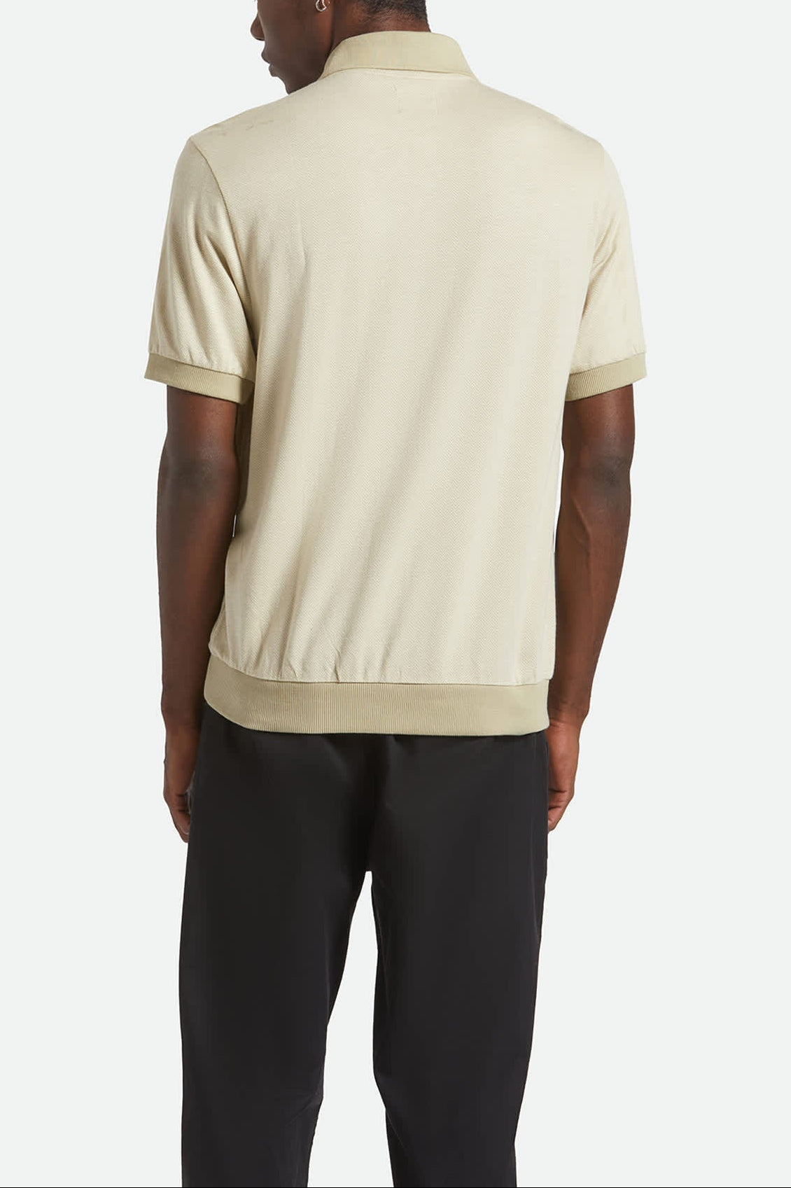 Men's Weekend Herringbone S/S Polo in the color Whitecap/Elm - Men's Back View