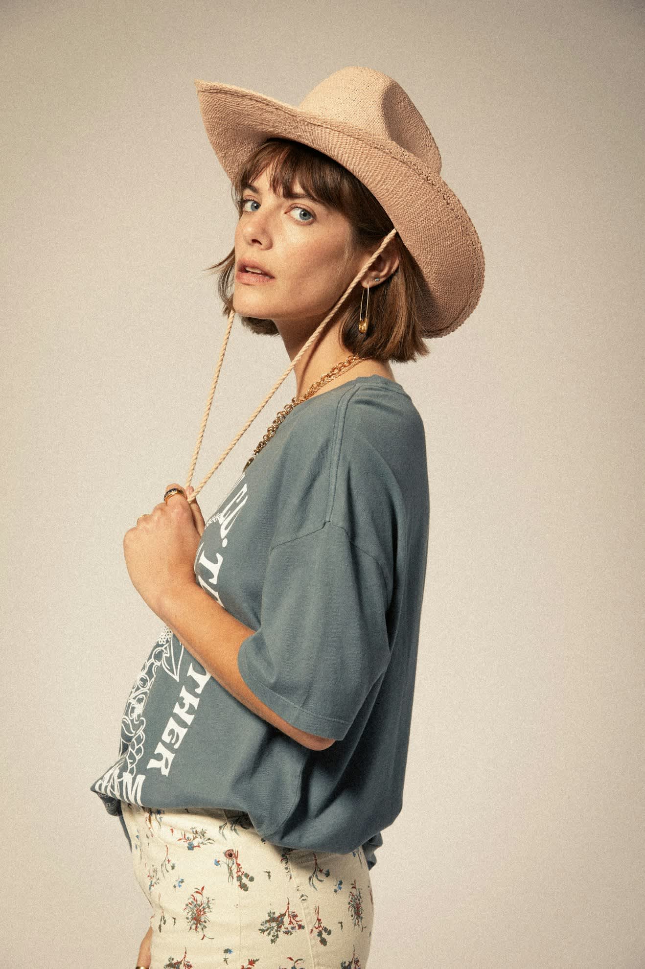 Women's Austin Straw Cowboy Hat in the color Soft Pink - Women's Side View