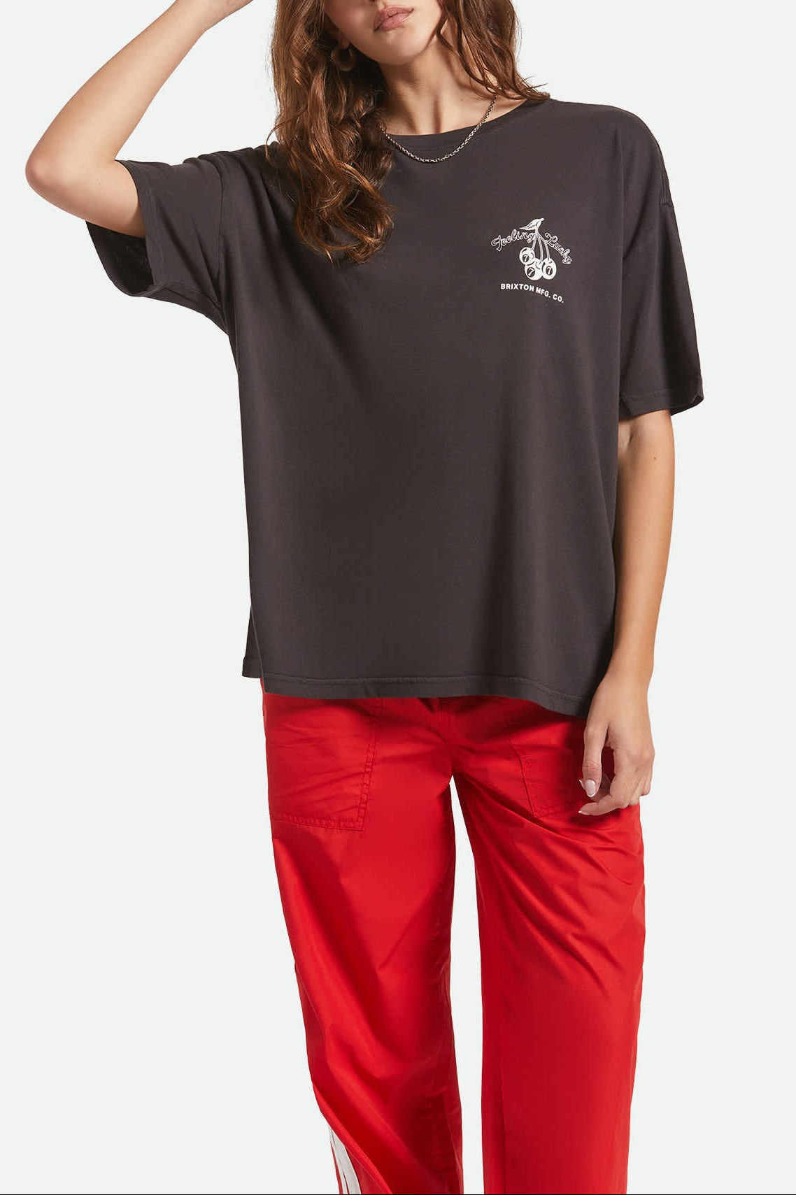 Women's Feeling Lucky Oversized Boyfriend T-Shirt in the color Black - Women's Front View