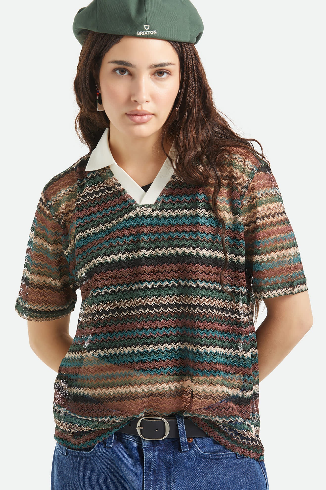 Women's Varsity T-Shirt in the color Multi Retro Stripe - Additional Fit image