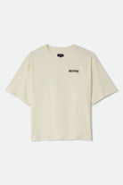 Men's Serrano Short Sleeve Boxed Crop T-Shirt in the color Cream - Front Product Laydown Image