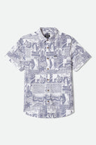 Men's Charter Print Short Sleeve Shirt in the color Navy/White Collage - Front Product Laydown Image