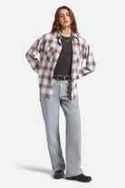Women's Bowery Vintage Overshirt in the color Off White/Berring Sea/Red - Additional Fit image