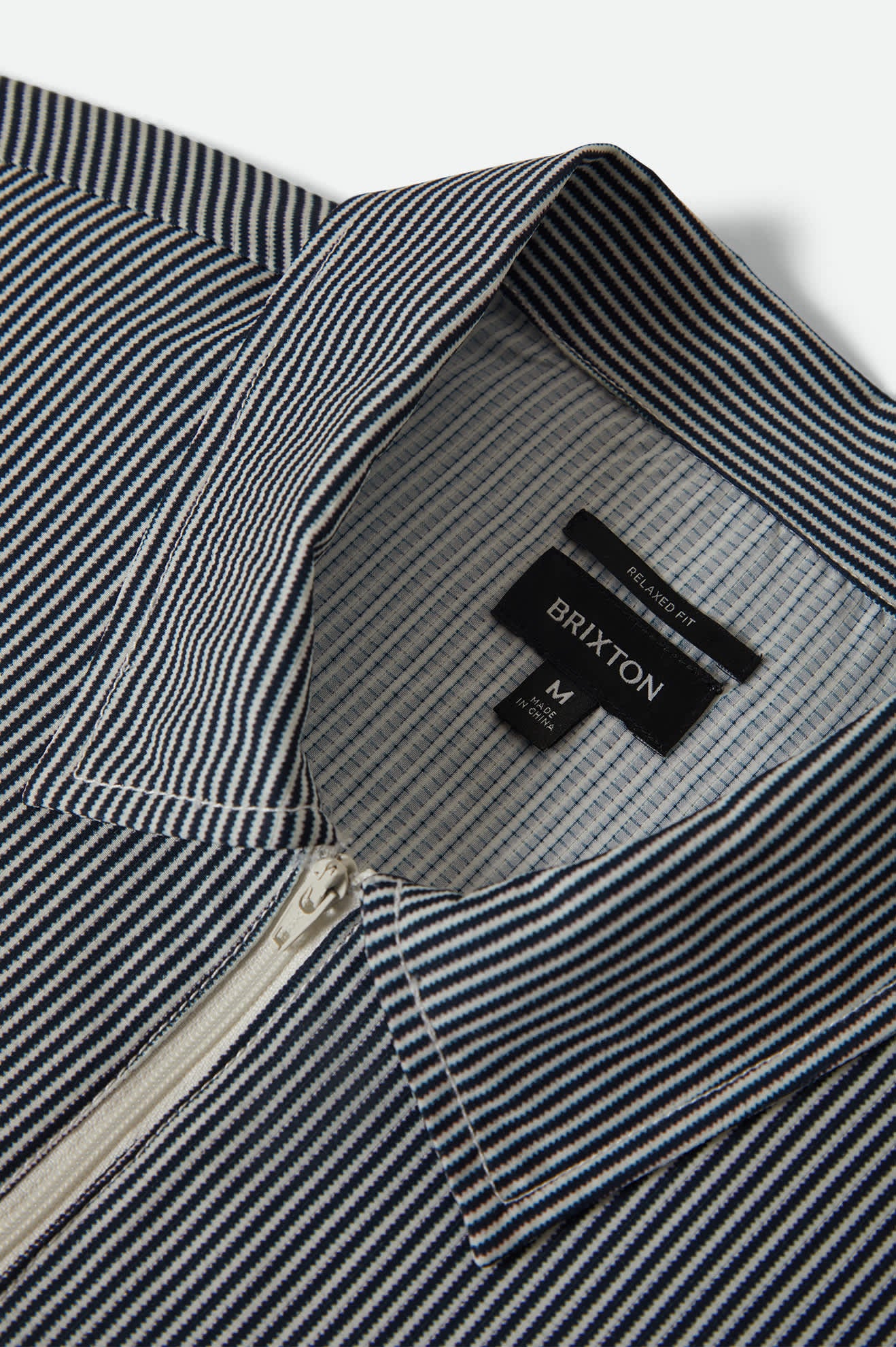 Men's Journey Lightweight 1/2 Zip Cropped Short Sleeve Shirt in the color Navy/White Stripe - Additional Laydown image