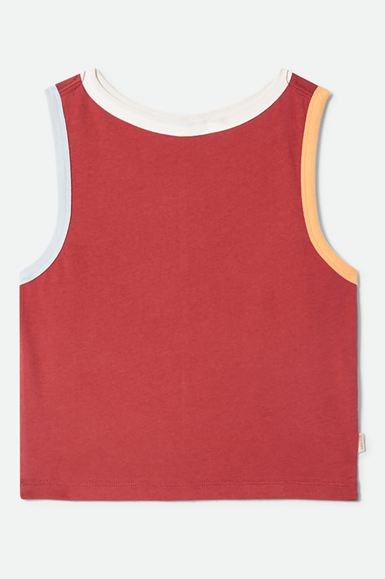 Women's Carefree Organic Garment Dye Cropped Tank in the color Robust Red - Front Product Laydown Image