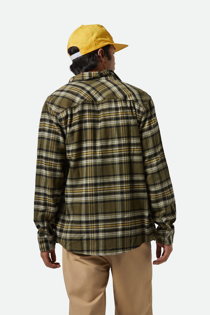 Men's Bowery L/S Flannel in the color Ivy Green/Oliuve Surplus/Black - Men's Back View