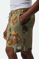 Men's Everyday Stretch Hybrid Short 7" in the color Olive Surplus Floral - Men's Side View