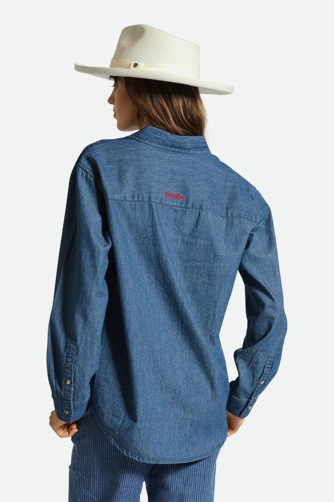 Women's Fit, Back View | Bowery Boyfriend Overshirt - Indigo Rinse