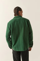 Men's Bowery Textured Twill Overshirt in the color Primal Green - Men's Back View