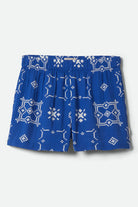 Women's Tile Short in the color Sunrise Blue Tile Print - Front Product View