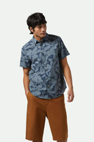 Men's Charter Print S/S Shirt in the color Washed Navy/Azure Blue Floral - Men's Front View