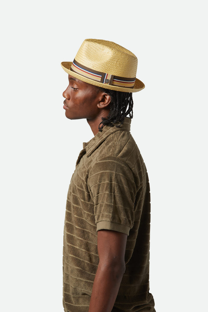 Unisex Castor Fedora in the color Tan - Men's Side View