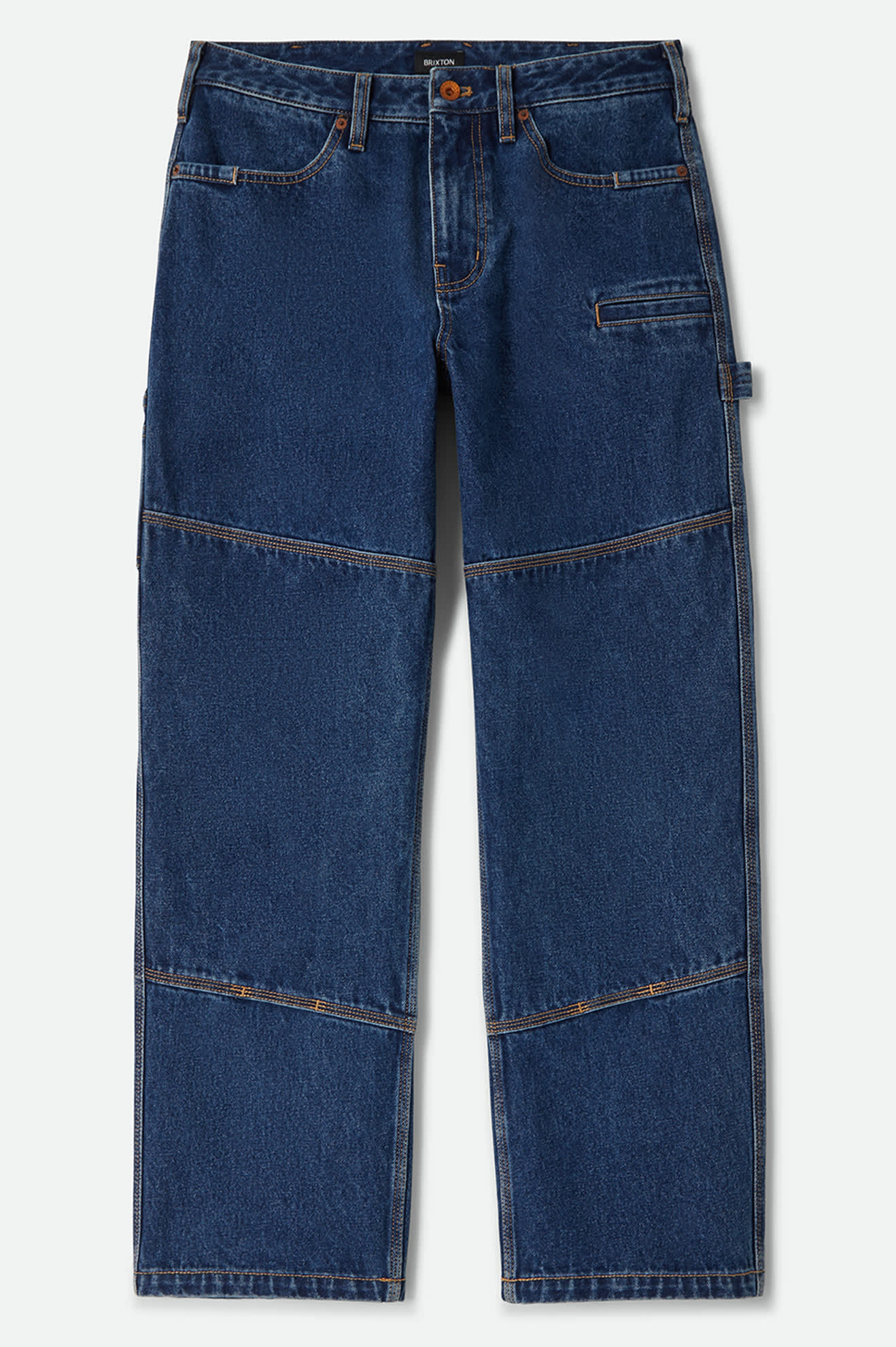 Men's Builders Carpenter Pant in the color Dark Denim - Front Product Laydown Image