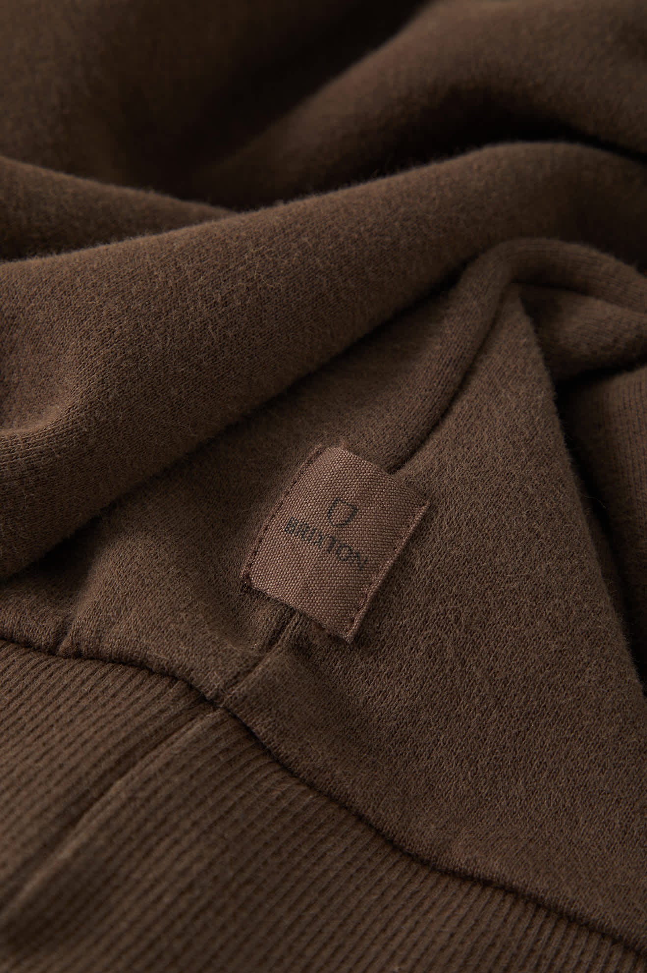 Men's Brixton Baseline Crew Fleece in the color Walnut Brown Vintage Wash - Additional Laydown image