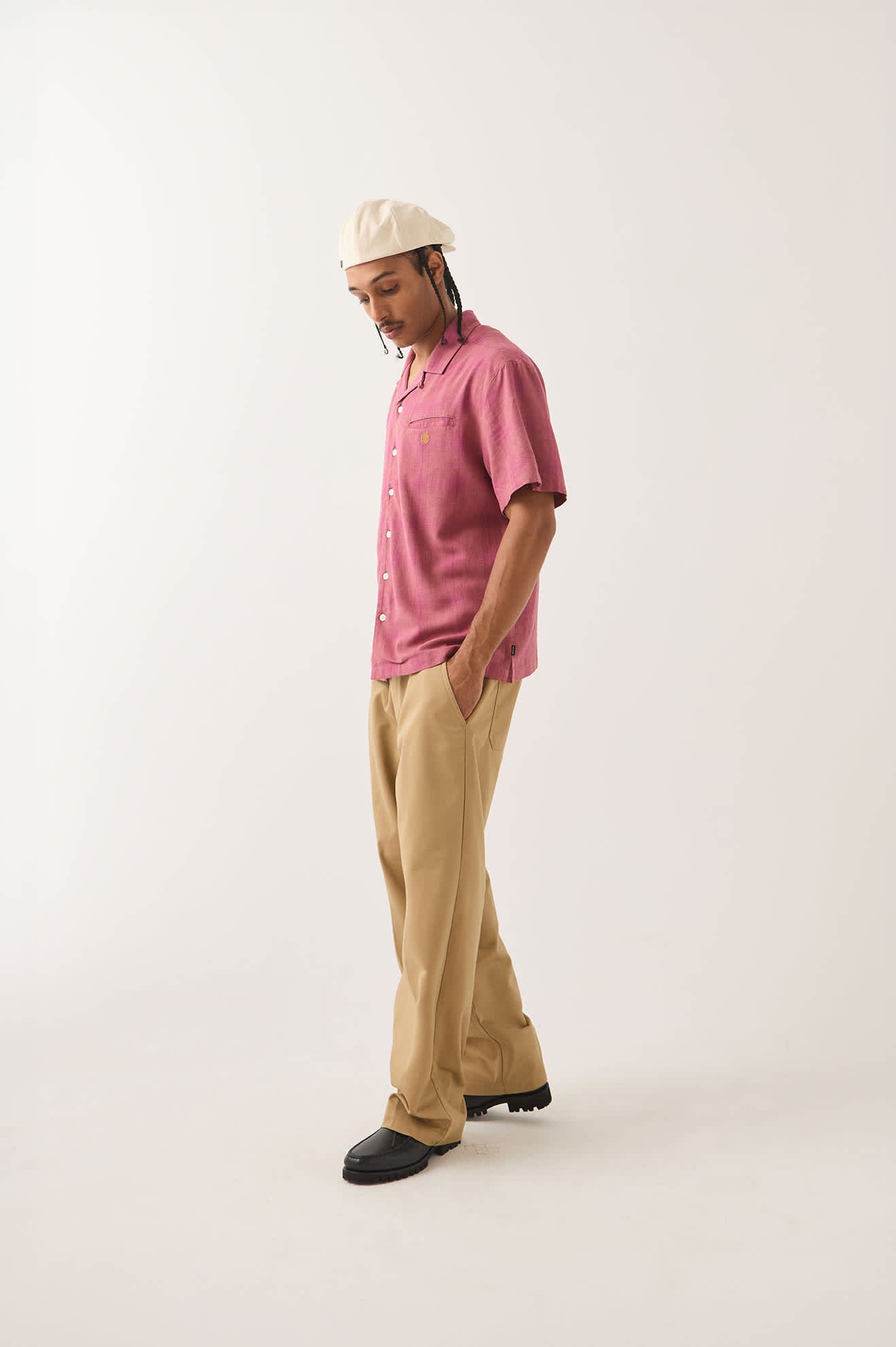 Men's Century Shirt in the color Pink Shadow Plaid - Men's Side View