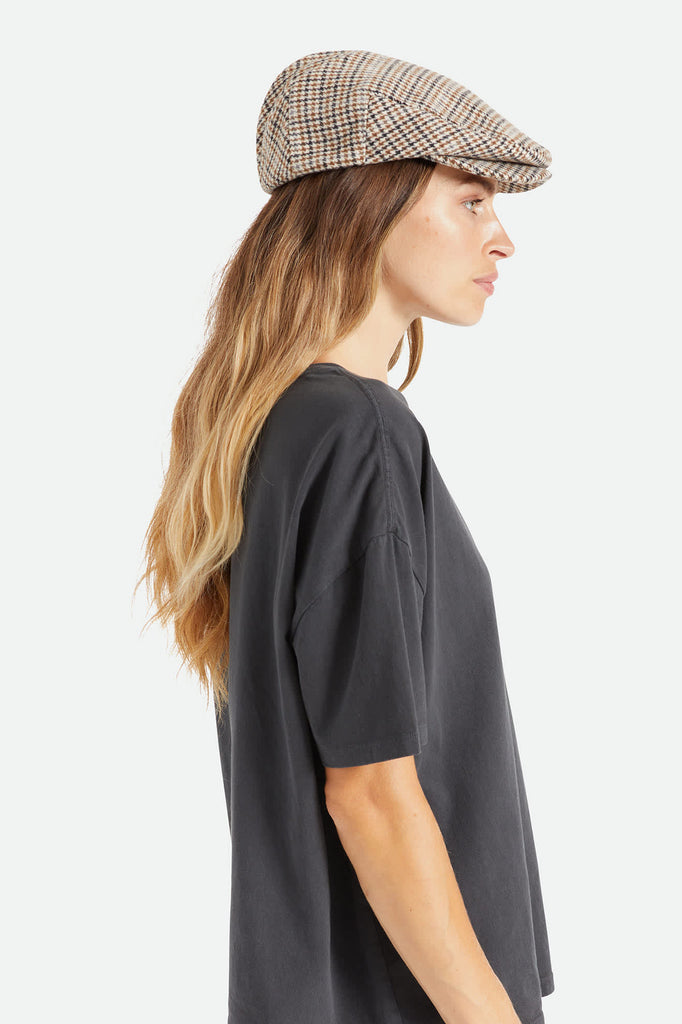 Unisex Hooligan Flat Cap in the color Off White/Desert Palm - Women's Side View