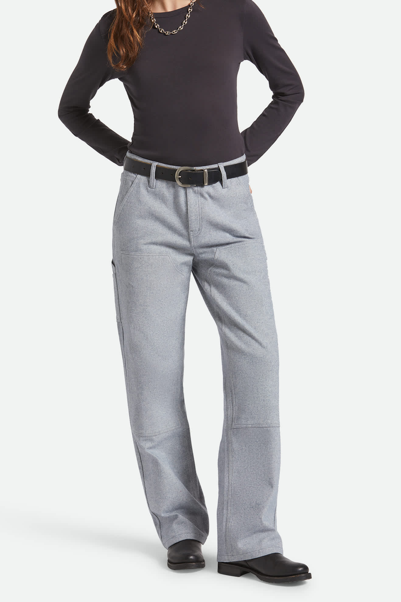 Women's Essex Patched Painter Pant in the color Brushed Blue - Women's Front Fit Image