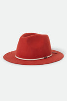 Unisex Wesley Fedora in the color Red Earth/Wax Paper - Front Product Laydown Image