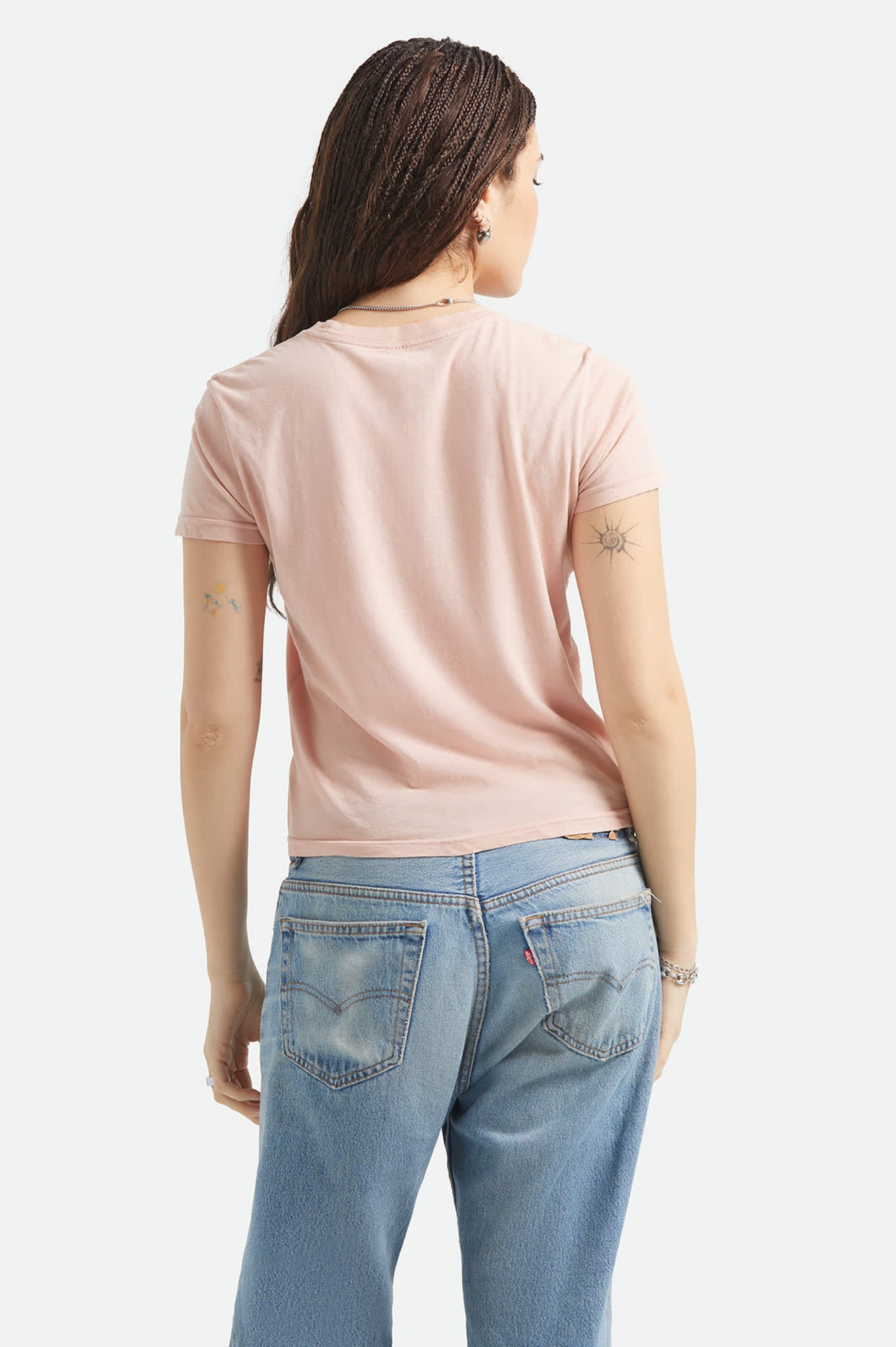 Women's Pony Club Slim Crew T-Shirt in the color Silver Pink - Women's Back View