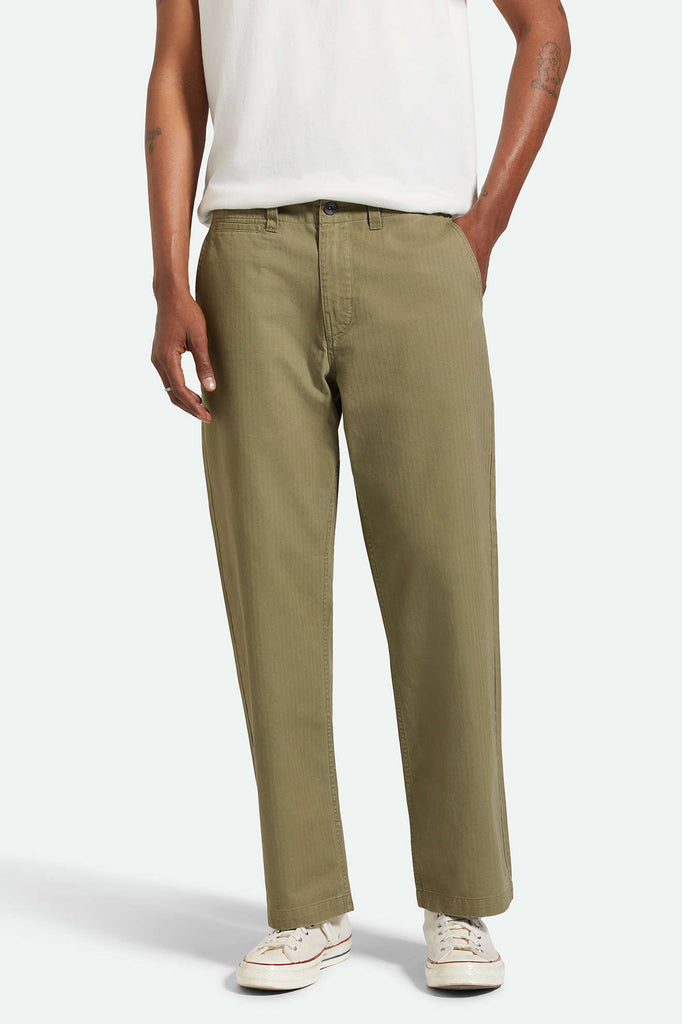 Men's Fit, front | Surplus Herringbone Relaxed Trouser Pant - Olive Surplus