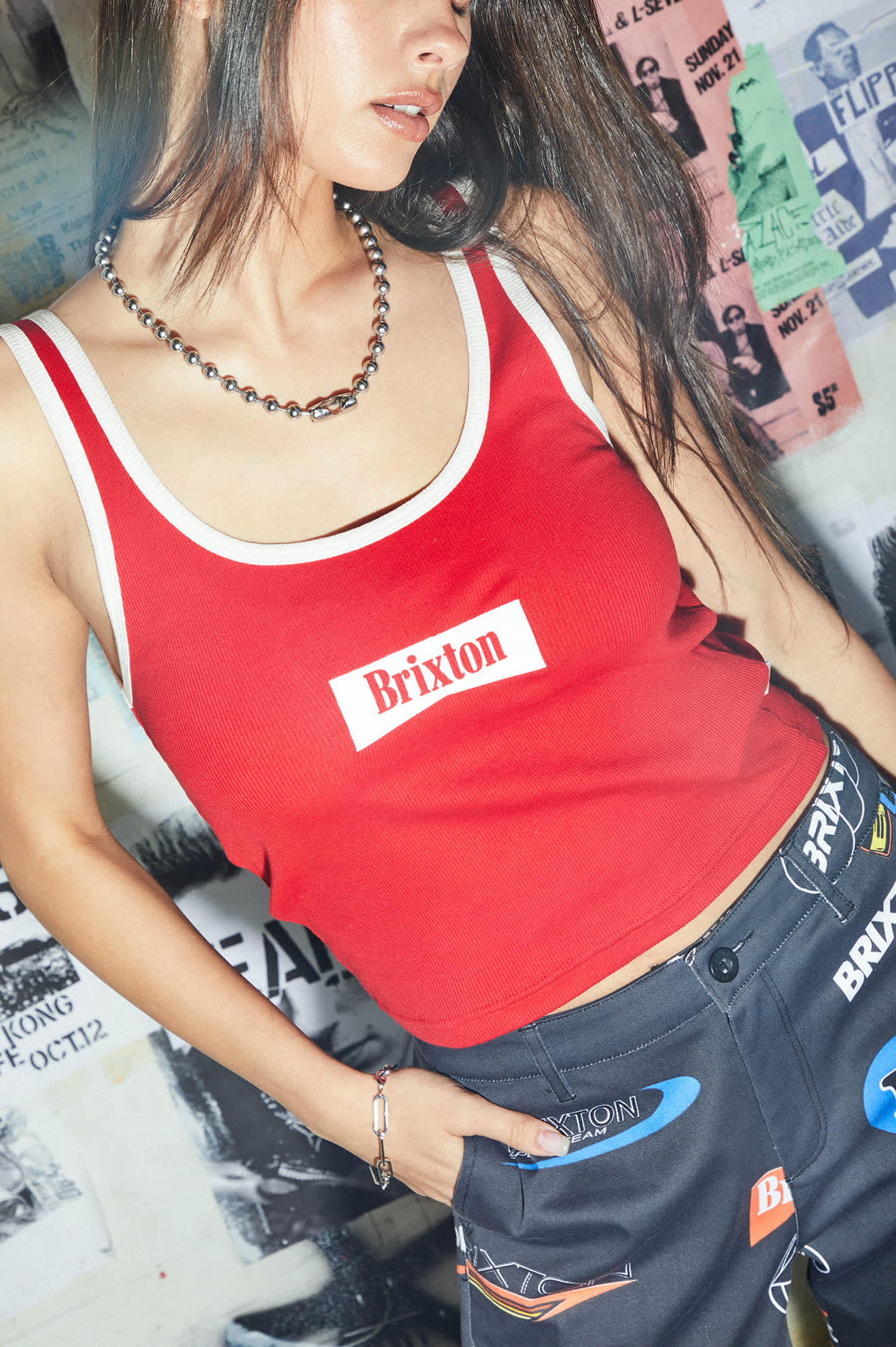 Women's Brixton Banner Ringer A-Tank in the color Adrenaline Rush - Men's Lifestyle image