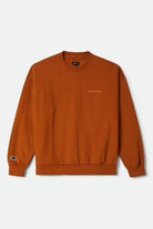 Men's Embroidered Heavyweight Crew in the color Rustic Caramel - Front Product Laydown Image