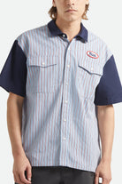 Men's Builders Olson Short Sleeve Shirt in the color Blue Aura Stripe - Additional Fit image