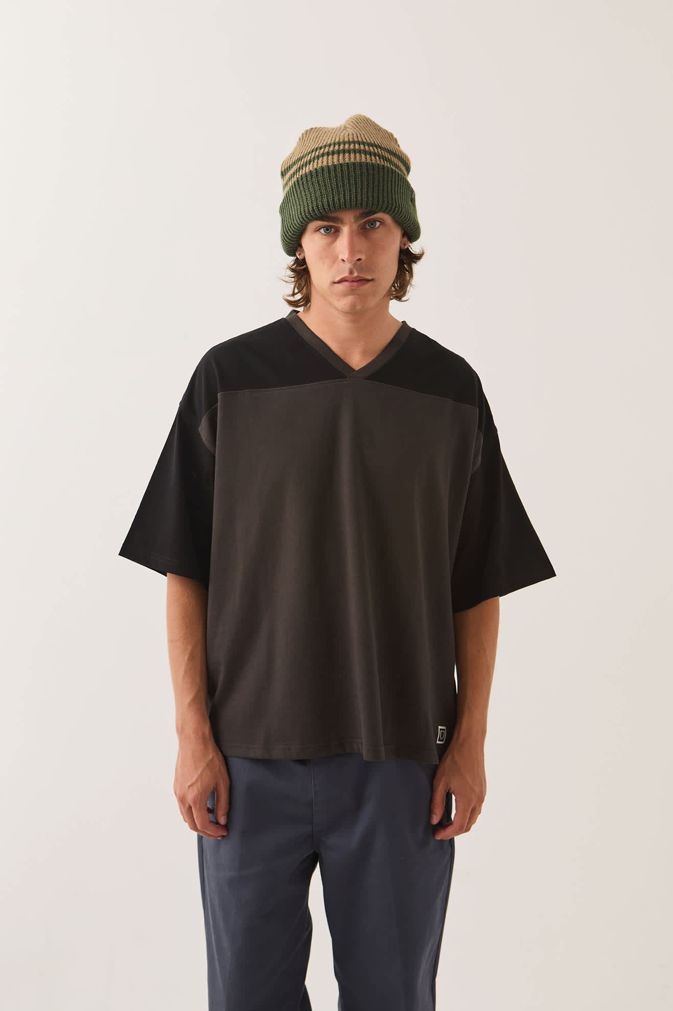 Men's Brixton Football T-Shirt in the color Black/Washed Black - Additional Fit image