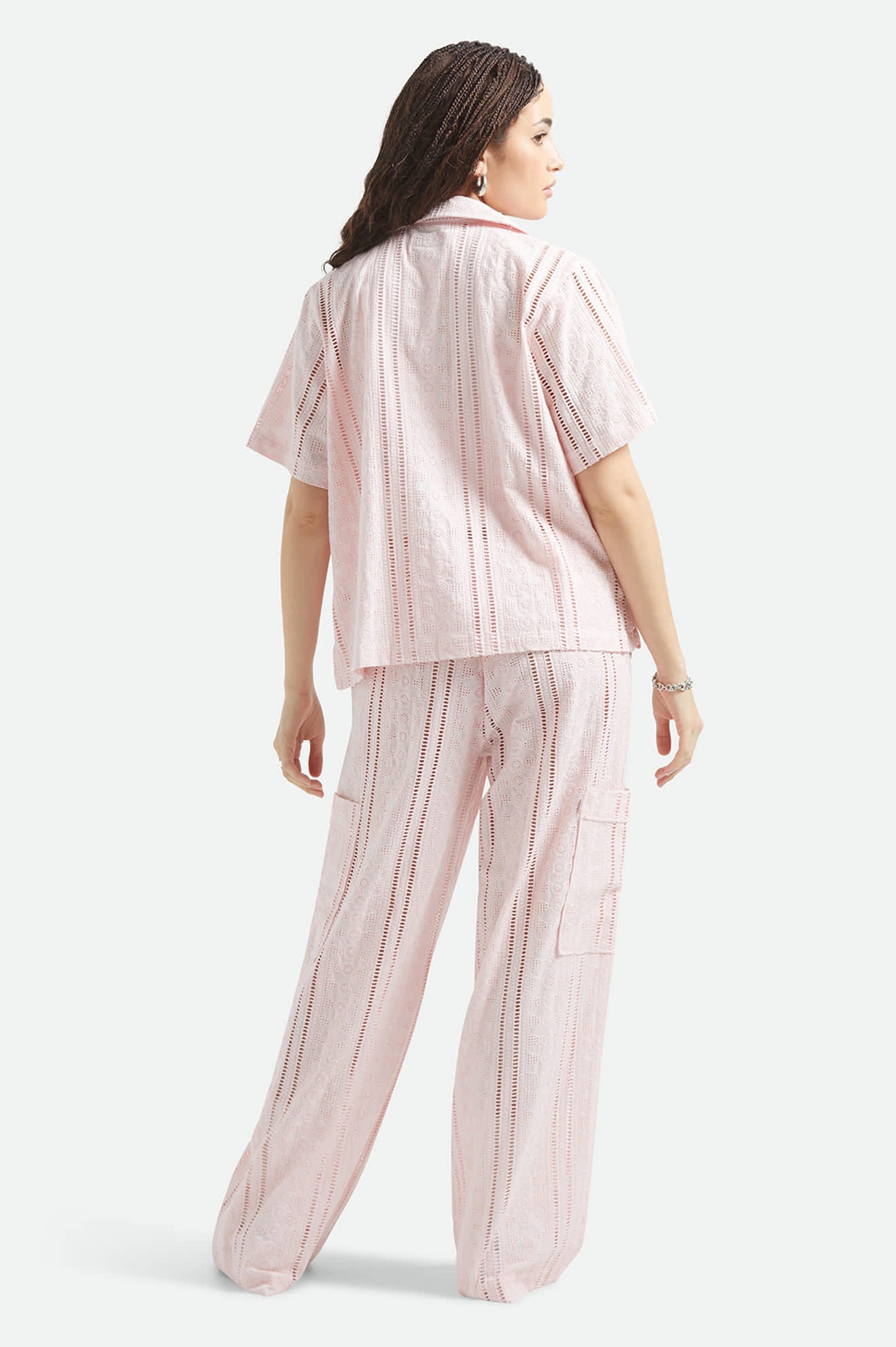 Women's The Mercer Wide Leg Trouser Pant in the color Chalk Pink - Women's Back View
