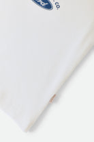 Women's Ford Banner Ringer A-Tank in the color Wimbledon White - Additional Laydown image