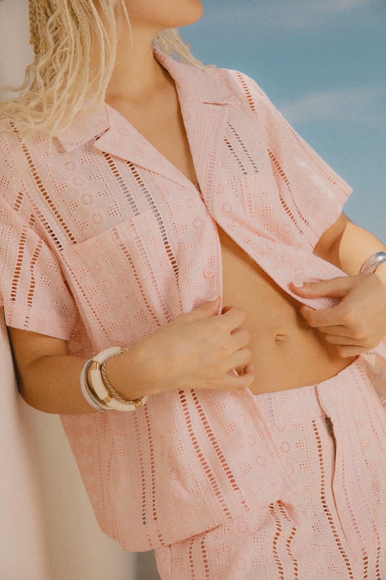 Women's Paradise Lounge Short Sleeve Shirt in the color Chalk Pink - Men's Lifestyle image