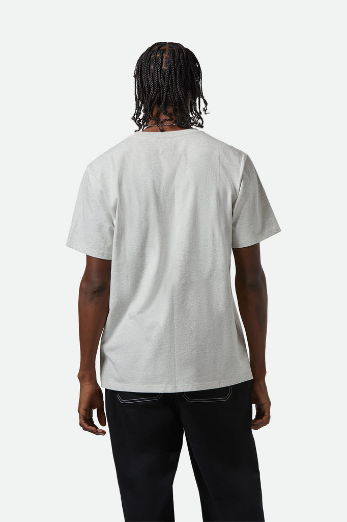 Men's Embroidered Heavyweight Pocket T-Shirt in the color Heather Grey Ash - Men's Back View