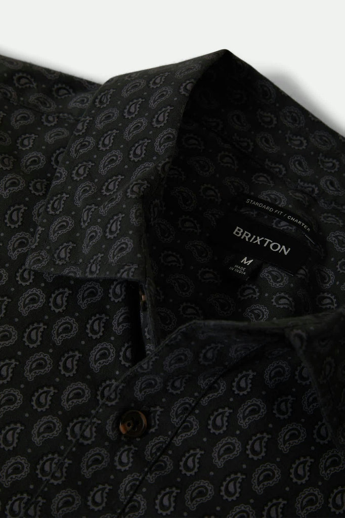 Men's Charter Print S/S Shirt in the color Washed Black/Paisley - Additional Laydown image