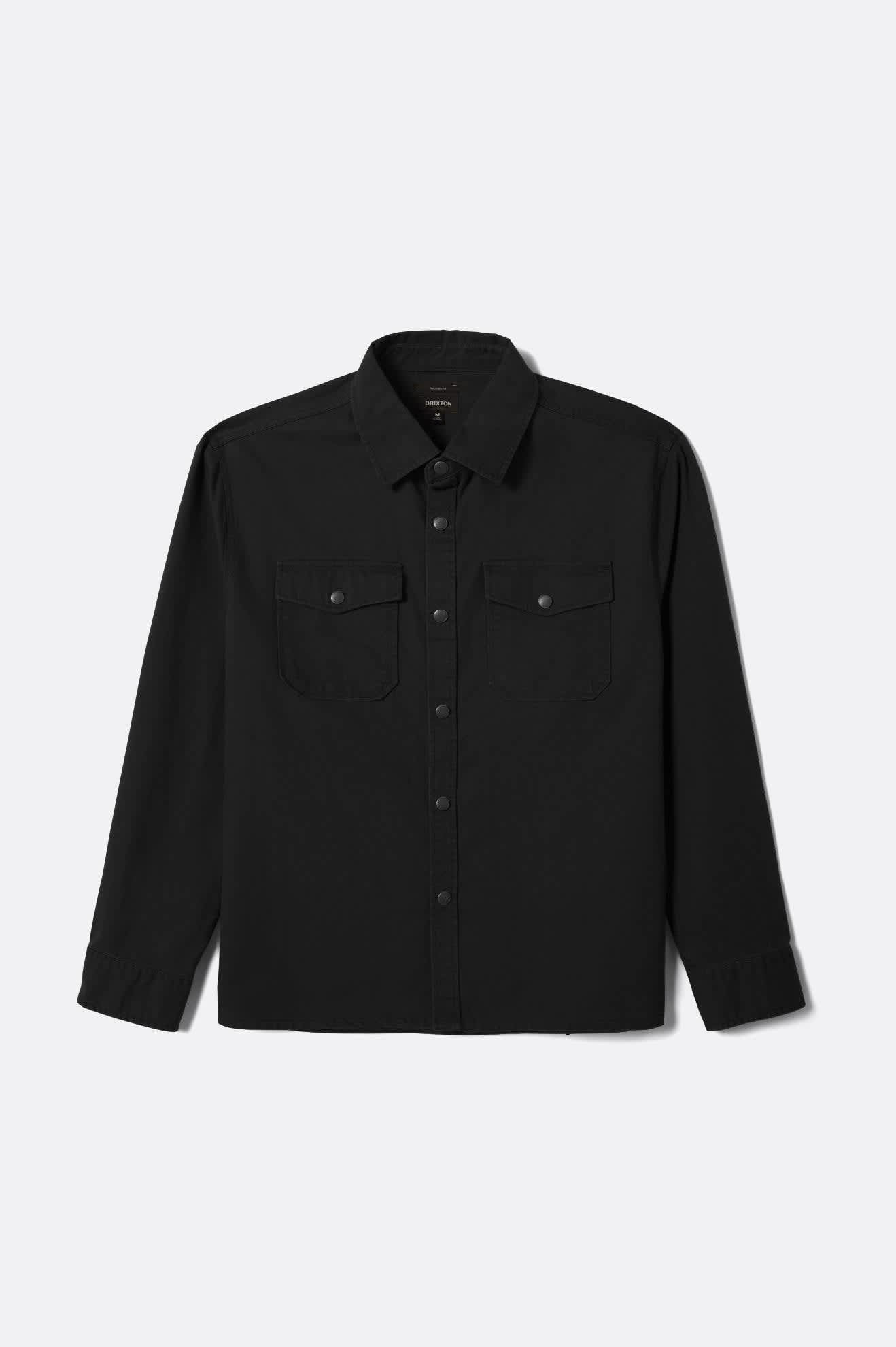Men's Ash Denim L/S Overshirt in the color Black - Front Product View