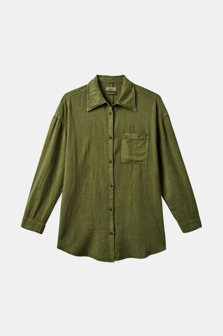 Brixton Women's Vintage Linen L/S Woven Shirtdress - Sea Kelp | Profile