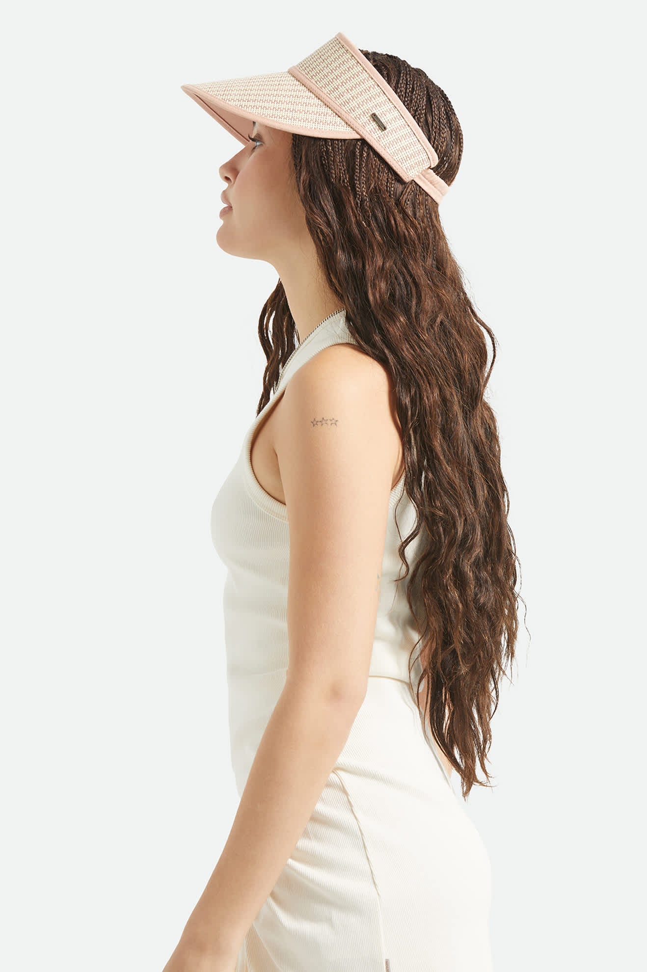 Women's Newport Straw Visor in the color Italian Clay/Natural - Women's Side View
