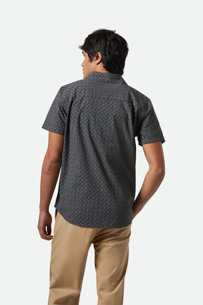 Men's Charter Print S/S Shirt in the color Washed Black/Paisley - Men's Back View