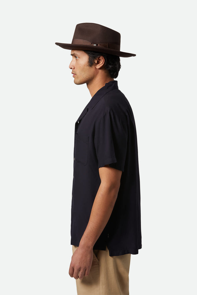 Unisex Swindle Convertabrim Fedora in the color Dark Brown/Chocolate - Men's Side View