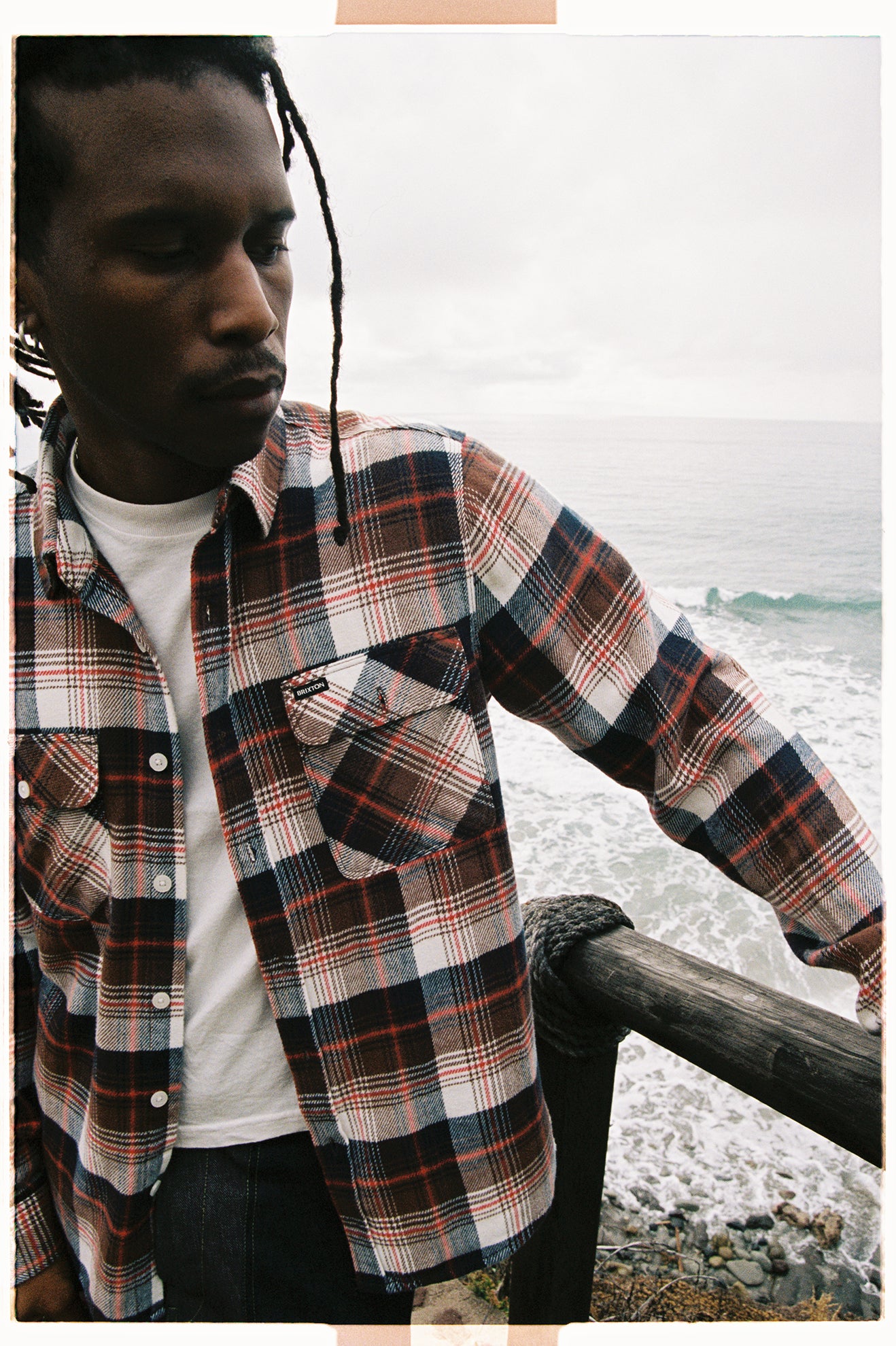 Men's Fit, Extra Shot | Bowery Flannel - Washed Navy/Sepia/Off White