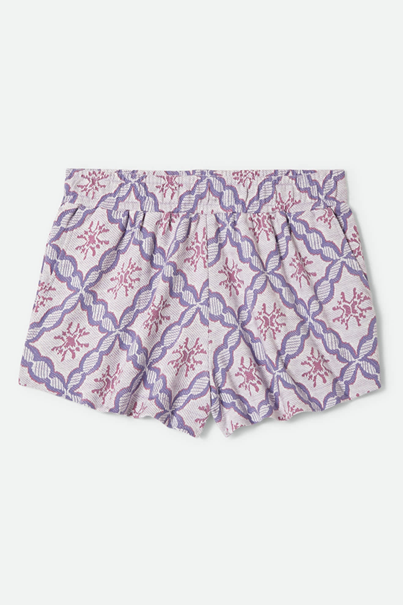 Women's Post Playa E-Waist Short in the color Off White/Blue Tile - Front Product Laydown Image