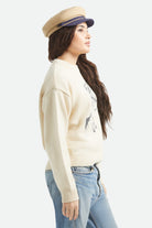 Women's Brixton Ranching Club Crew Sweater in the color Whitecap - Additional Fit image