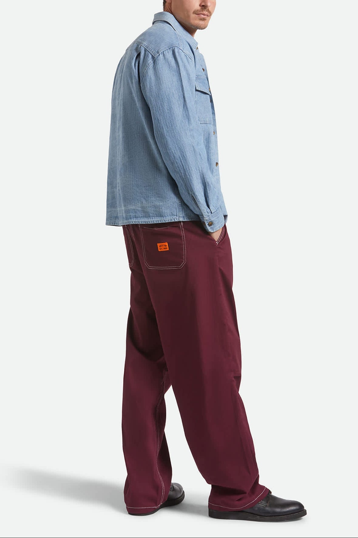 Men's Union Baggy Pant in the color Port - Men's Side View