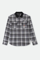 Men's Bowery Builders Ranch Performance Flannel in the color Black/Navy - Front Product Laydown Image